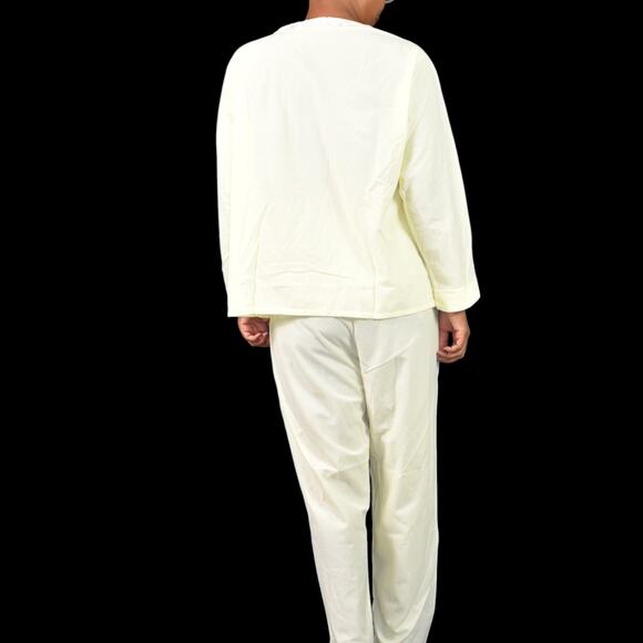 Vintage Katz Pajamas Yellow Pastel Flannel Tricot 60s New Set Embroidery Medium - Picture 2 of 16